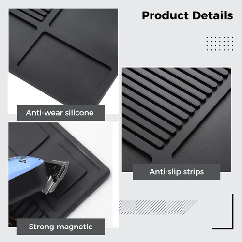Miniatura 4 de yeesport Tapete organizador de herramientas de peluquería, almohadilla de silicona flexible para herramientas de peluquería, almohadilla magnética