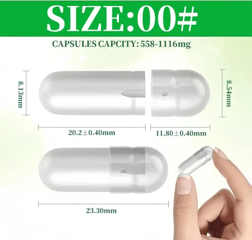 Miniatura 2 de 1000 cápsulas veganas vacías tamaño 00-Halal Clear Veg Cápsulas 00# separadas en un solo paquete para hacer tus propios suplementos