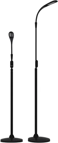 Stella Sky Two - Lámpara de pie LED de alta calidad de 10 W, color negro, ajustable, regulable y de baja visión, luz solar natural, iluminación de