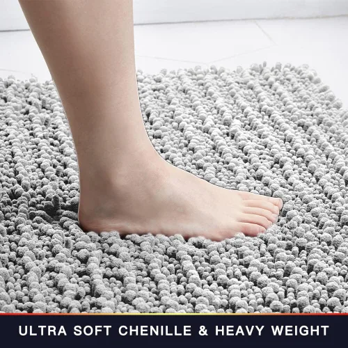 Miniatura 252 de Walensee Alfombra de baño antideslizante (24x17 pulgadas, rosa polvoriento) absorbente de agua, súper suave, lanuda de felpilla, lavable a máquina
