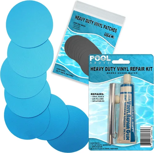Miniatura 12 de Kit de parches de reparación de vinilo resistente para reparación de revestimientos de piscina sobre el suelo; inflables de pegamento y parches; Azul