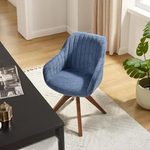 Miniatura 5 de Art Leon Silla de Escritorio - Silla de Oficina Moderna de Mediados de Siglo Sin Ruedas, Silla Giratoria de Acento con Patas de Madera de Roble