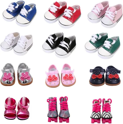Miniatura 3 de 6 pares de zapatos de muñeca incluyen botas, zapatos de cuero, se adaptan a muñecas American Girl de 18 pulgadas