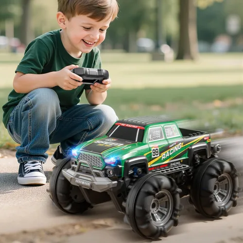 Miniatura 3 de PEADUCK Auto a control remoto para niños de 6 a 12 años, camión RC todo terreno con spray y luz, giros de 360°, 2.4GHz, camión monstruo a control