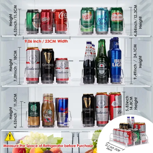Miniatura 3 de Organizador automático de latas de refrescos, dispensador de latas para cerveza, soda, seltzer, ya montado, soporte para latas de bebidas, Blanco