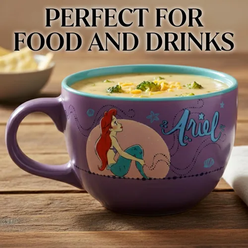 Miniatura 4 de Silver Buffalo Taza de cerámica de las princesas de Disney Sirenita Ariel Moonlight, para sopa, de 24 onzas Varios