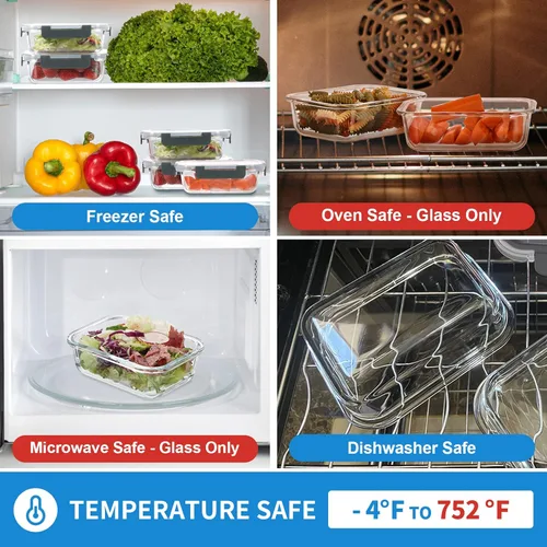 Miniatura 5 de GULFLIN - 24 piezas de recipientes pequeños de vidrio para almacenamiento de alimentos con tapas herméticas, juego de recipientes de 1.5 tazas