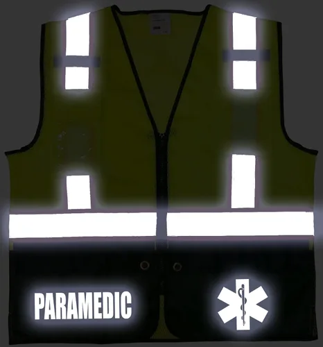 Miniatura 3 de Chaleco de seguridad para sobrevivientes paramédicos, tipo R Clase 2 con logotipos reflectantes y bolsillo trasero Jumbo