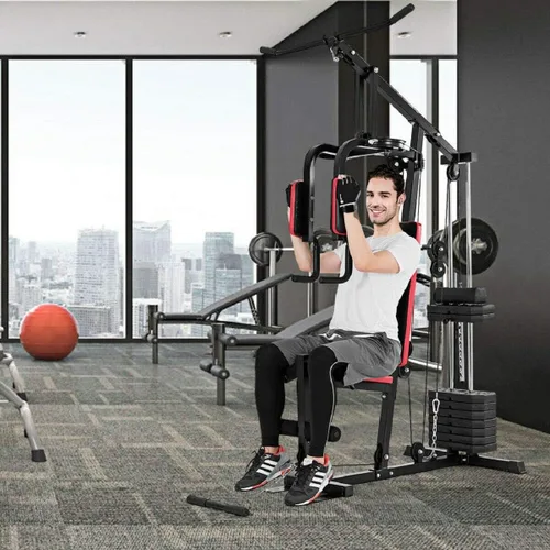 Miniatura 5 de Goplus Sistema de gimnasio en casa multifunción, equipo de entrenamiento de fuerza, máquina de fuerza para fitness, para entrenamiento de cuerpo