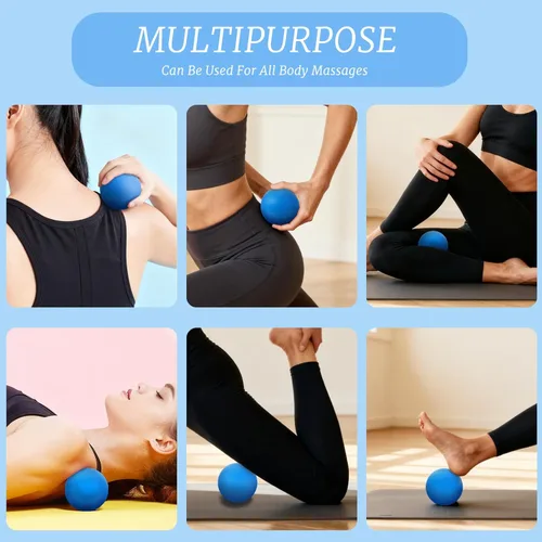 Miniatura 4 de ZUFECY Bola de masaje para pies y espalda, pelota de goma de 2.5 pulgadas para terapia de punto de activación, herramienta de liberación miofascial