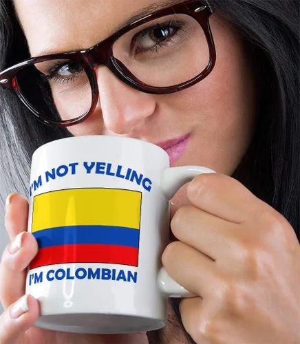 Miniatura 5 de Taza de té y café de cerámica con texto en inglés "I'M Not Yelling I Am Colombians, regalo de Navidad para hombres y mujeres Solo diseño