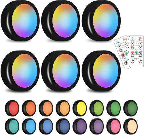 Miniatura 9 de Paquete de 12 luces LED inalámbricas con cambio de 16 colores, luces LED para debajo de gabinetes, luz de armario, luces nocturnas alimentadas por