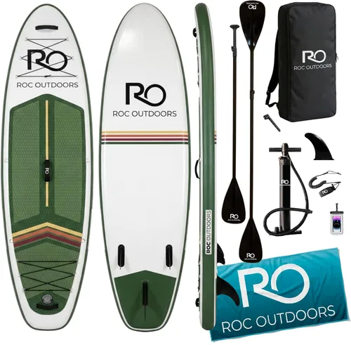 Miniatura 37 de Roc Tabla de remo inflable con accesorios y mochila de alta calidad, cubierta antideslizante, bolsa impermeable, correa, remo y bomba de mano.