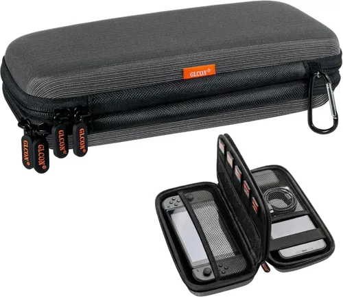 Miniatura 12 de Estuche de transporte rígido de doble capa, organizador de artículos electrónicos con múltiples bolsillos, bolsa portátil con cremallera para cable