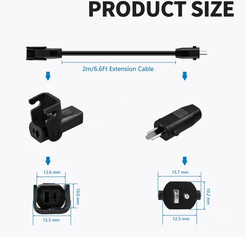 Miniatura 5 de Extensión de 6.6 pies de 2 pines para sofá reclinable de salida de CC Cable de alimentación para Hmleaf OKIN LA-z-boy silla elevadora reclinable