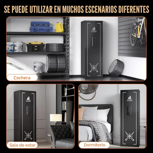 Miniatura 7 de KAER Caja fuerte biométrica para pistolas y rifles 13-15, cajas fuertes para armas con gabinete ajustable y bastidores de pistolas, gabinete