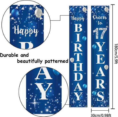 Miniatura 2 de Cartel de feliz cumpleaños número 10 para puerta – Suministros de decoración de fiesta de cumpleaños de "Saludos a 10 años" para hombres y mujeres