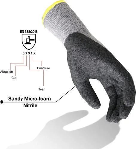 Miniatura 3 de Corestar Safety - Guantes de trabajo de microespuma de nitrilo con revestimiento de palma de nailon sin costuras