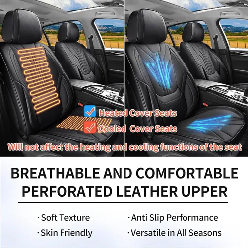 Miniatura 6 de Juego completo de fundas de asiento de automóvil, protector de cojín de piel sintética de ajuste universal, impermeable, antideslizante, accesorios
