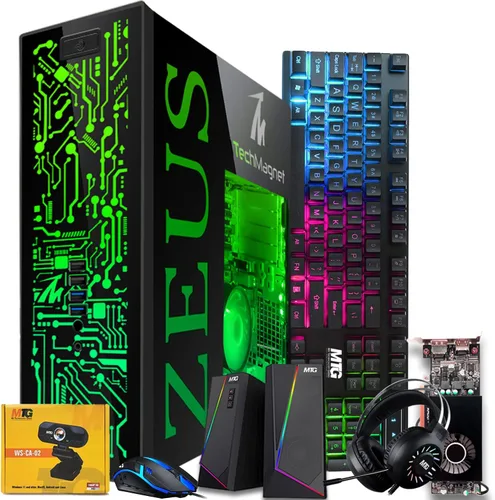 Miniatura 11 de TechMagnet PC de escritorio para juegos, Intel i5 6ª generación, Zeus Pro 6, RX 550, 16 GB de RAM, SSD de 1 TB, monitor de 27 pulgadas y 165 Hz