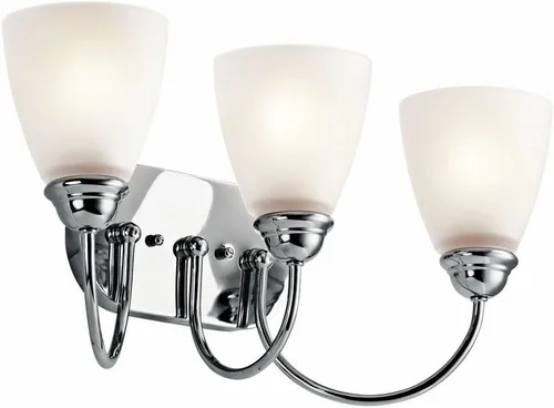 Miniatura 3 de Kichler Jolie - Lámpara de tocador con 3 luces de 20.25 pulgadas con cristal satinado grabado en bronce antiguo