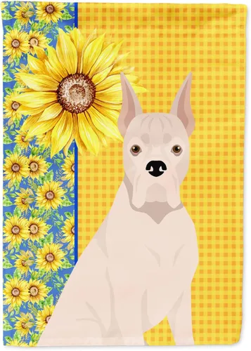 Miniatura 370 de Caroline's Treasures WDK5331CHF - Bandera de verano con diseño de girasoles rojos y blancos, manga grande, para porche, para colgar en la pared