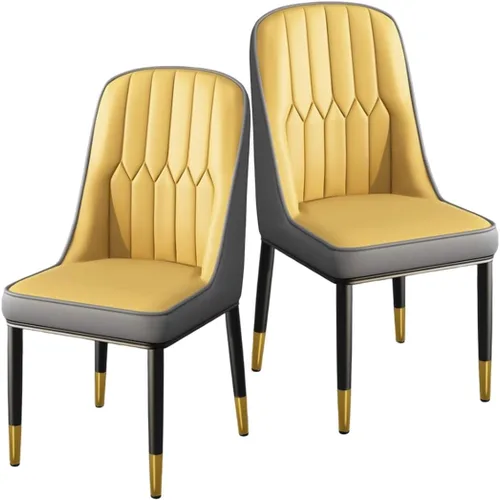 Miniatura 46 de YVYKFZD Juego de 2/4 sillas de comedor, sillas de cocina con respaldo y patas de metal, silla de comedor de piel sintética, silla auxiliar cómoda