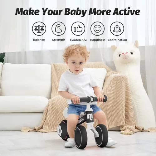 Miniatura 4 de allobebe Bicicleta de equilibrio para bebé, lindas bicicletas para niños de 12 a 36 meses, regalos para niñas de 1 año, bicicleta para entrenar al