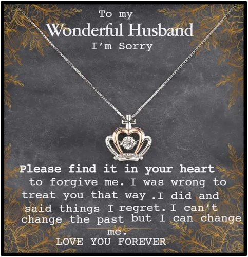 Collar con texto en inglés "I am Sorry to Husband, Gift Sorry to Husband, Love Gift Please Forgive, Gift Wife to Husband, I am Sorry to Husband