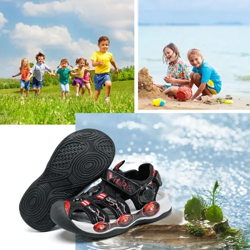 Miniatura 6 de JMFCHI FASHION Sandalias deportivas para niños, sandalias para exteriores, senderismo, atléticas, puntera cerrada, sandalias de playa para niñas