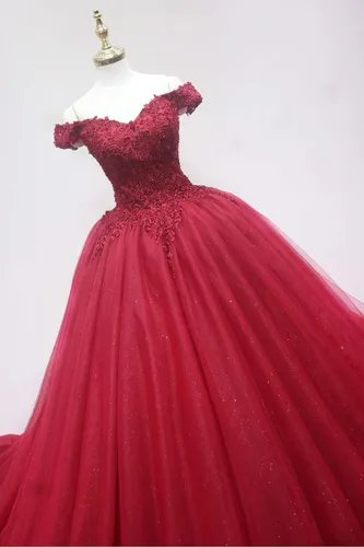 Miniatura 3 de XYAYE Vestidos de quinceañera de tul hinchado para mujer, vestido de fiesta con hombros descubiertos, vestidos de fiesta de encaje, dulces 15