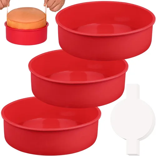 Miniatura 7 de HUAKENER Molde para pasteles de 4 pulgadas, paquete de 4 moldes de silicona para pasteles con 100 piezas de papel pergamino, molde redondo