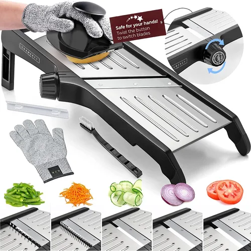 Gramercy Mandoline - Cortador de alimentos, cortador de verduras, cortador de papas, mandolina para cocina, cortador de verduras, herramienta de