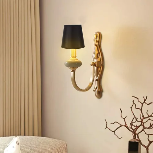 Miniatura 8 de Pantalla negra de tela para lámpara E14, base de forro dorado, pantalla de lámpara de tornillo para lámpara de mesa para el hogar, lámpara de pie