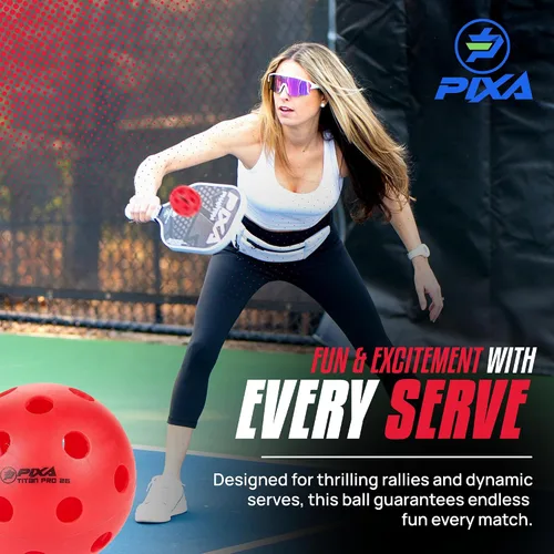 Miniatura 6 de PIXA Titan Pro 26 Pickleball para interiores, aprobado por USAPA, bolas de pickleball duraderas para interiores, rebote constante, vuelo suave, Rojo