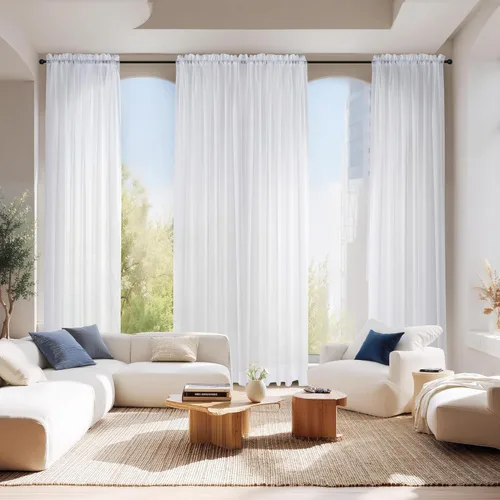 Miniatura 27 de NICETOWN Cortinas traslúcidas de gasa para ventana de dormitorio, bolsillo para barra, elegantes cortinas traslúcidas ligeras que llegan al suelo