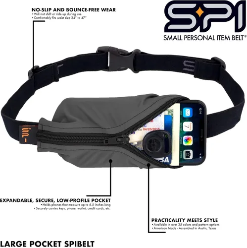 Miniatura 3 de SPIbelt Cinturón de Correr para Mujeres y Hombres, Soporte para Teléfono para Correr, Riñonera para Correr, Soporte para Teléfono, Cinturón de negro