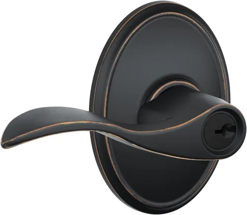 Miniatura 42 de SCHLAGE - Manija de puerta Accent con cerradura de paso libre para pasillo y armario en bronce antiguo - F10 ACC 716 Bronce Envejecido