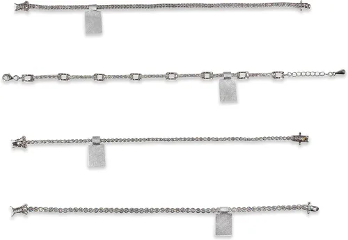 Miniatura 4 de Etiquetas de reparación de joyas, precio e identificación Rectángulo plateado 500pcs Tyvek autoadhesivo para anillos, pulseras, collares, colgantes