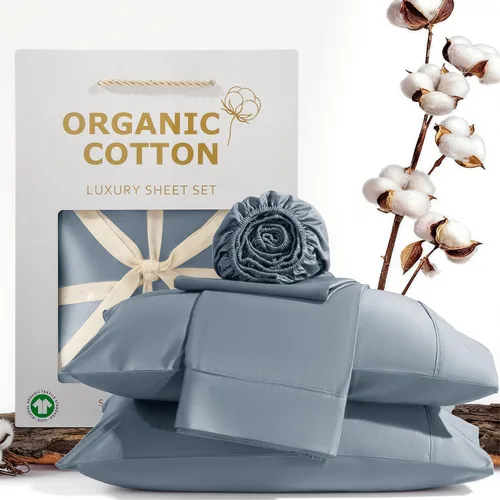 Miniatura 10 de SONORO KATE 100% Organic Cotton Sheets Set - 1000 High Thread Count, GOTS Certified Long Staple Cotton Bed Sheets, Soft, Breathable 5-Star Hotel