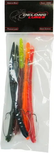 Miniatura 8 de DeLong Lures 6" KILR Worm – Made in USA Weedless Pre-Rigged Soft Plastic Swimbaits, Extra Durable Bass Fishing Lures for Pike and More, 5-Pack