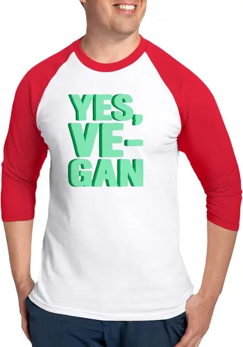 Miniatura 5 de CafePress Plant Based Diet Vegetarian Vegani Baseball Jersey Men's Cotton Baseball Jersey, 3/4 Raglan Sleeve Shirt