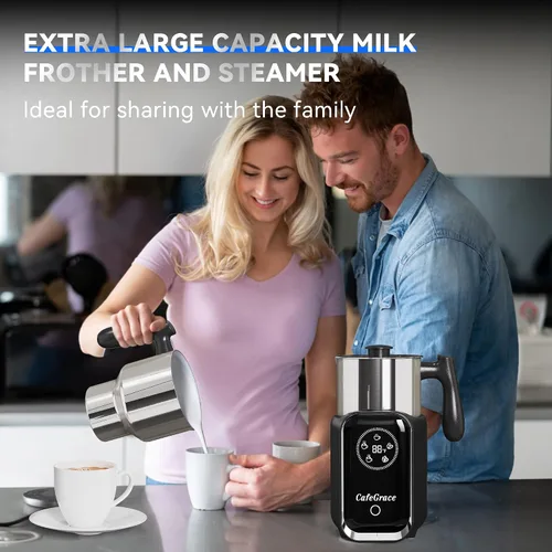 Miniatura 7 de Espumador de leche y vaporizador 5 en 1, espumador de leche dividido de 21 onzas, espumador de leche eléctrico automático extraíble, apto