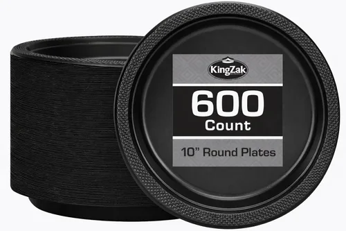 Miniatura 30 de Platos de plástico rojos de la colección Hanna K. Signature, redondos de 9 pulgadas, 50 unidades – Platos desechables resistentes para cenas