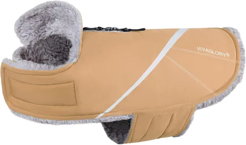 VIVAGLORY Snowrap - Abrigo para perro, chaqueta con agujero para arnés, abrigo para perro para invierno y clima frío, forro polar cálido y esponjoso