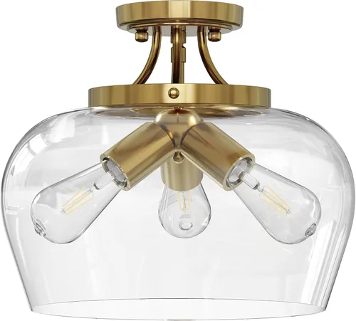 Miniatura 10 de VONLUCE Lámpara de techo semiempotrada, lámpara de techo de 13.8 pulgadas con pantalla de vidrio transparente, base E26, accesorio de iluminación