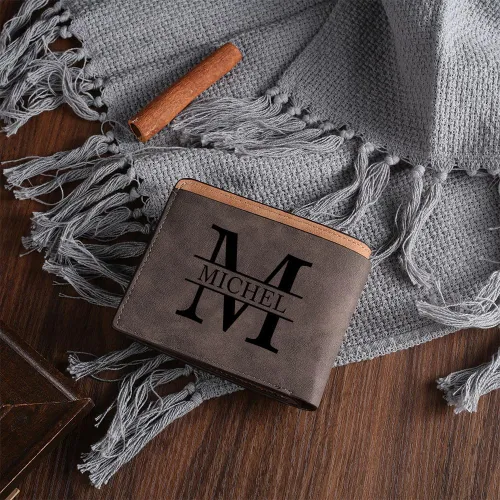 Miniatura 6 de Lovejewelry Carteras personalizadas con fotos para hombres, cartera de piel grabada para padre, novio (estilo 1)