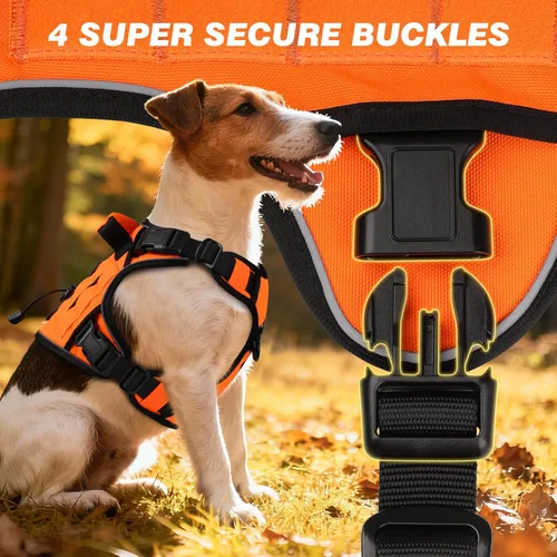 Miniatura 5 de WINGOIN Arnés táctico naranja para perros medianos, arnés resistente sin tirones con asa, chaleco militar reflectante ajustable para mascotas K9