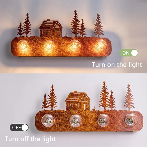 Miniatura 8 de TOCHIC Lámparas rústicas de baño, 4 luces de casa de campo sobre espejo regulable, apliques vintage occidentales para armarios de espejo, tocador