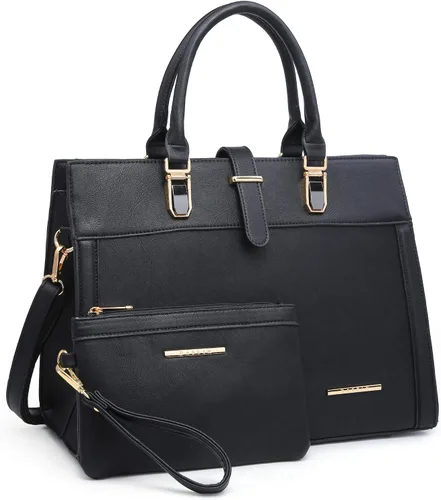 Bolso de mano para mujer con solapa, bolso de hombro con correa, bolso de mano con asa superior, bolso tote, bolso satchel, monedero, bolso de Negro